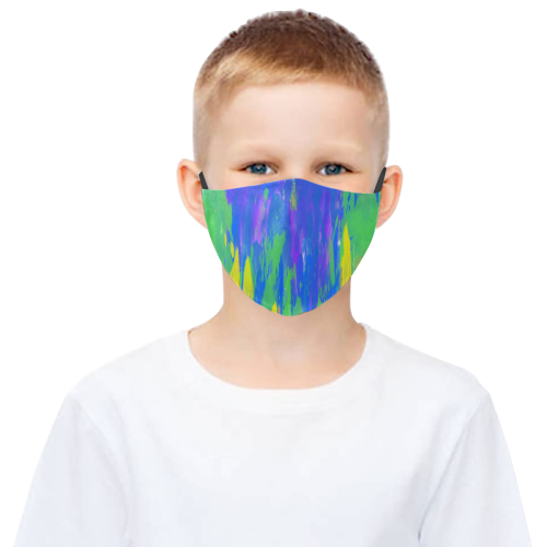 Flames Paint Abstract Classic Blue 3D Mouth Mask with Drawstring (Pack of 3) (Model M04)