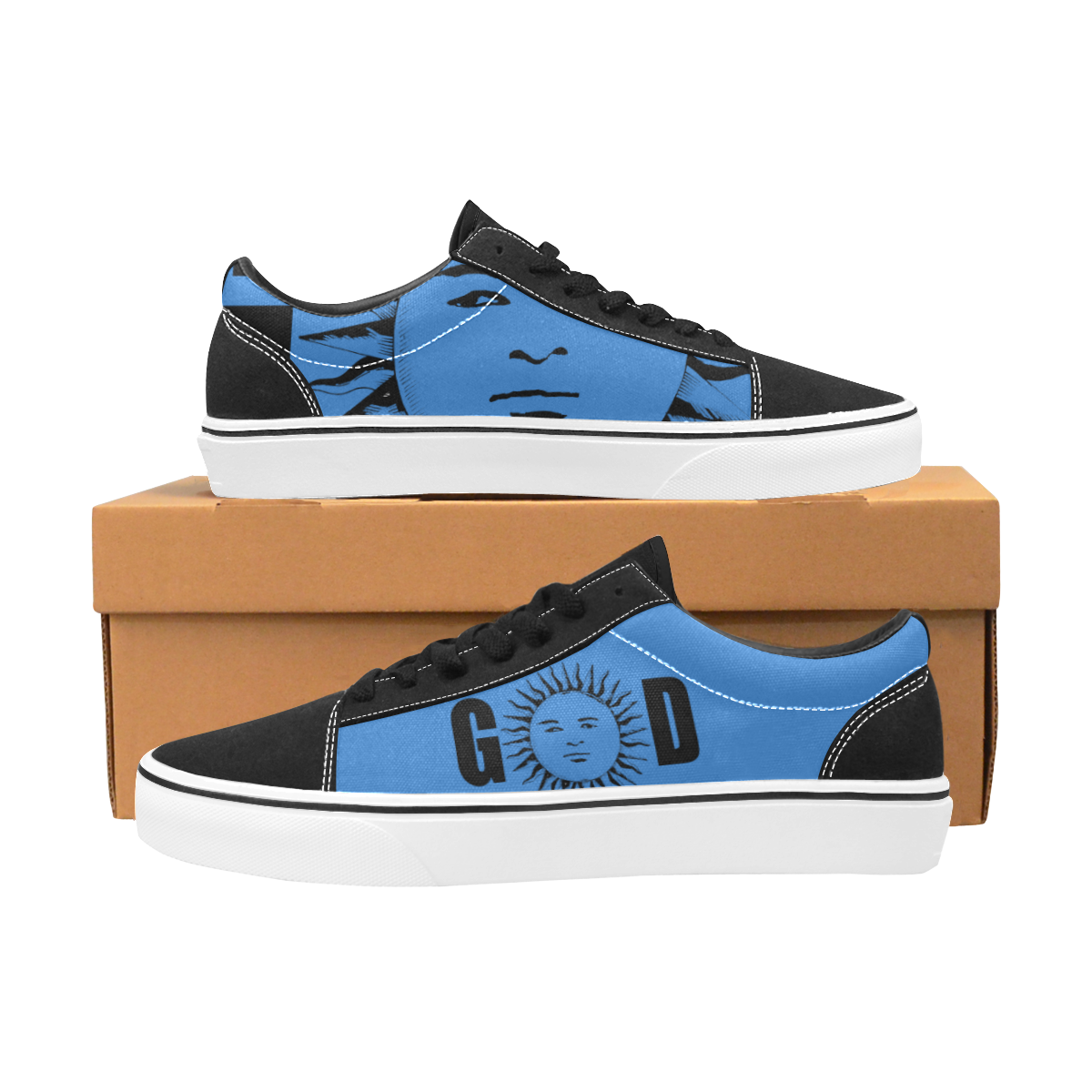 GOD Surface 1  Black & Blue Men's Low Top Skateboarding Shoes (Model E001-2)