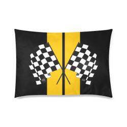 Race Car Stripe, Checkered Flag, Black and Yellow Custom Zippered Pillow Case 20"x30"(Twin Sides)
