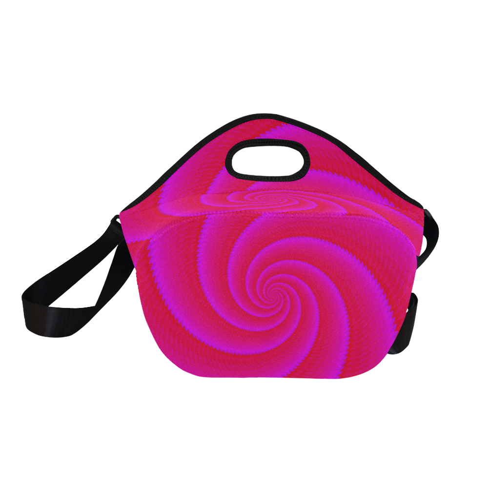 Pink spiral Neoprene Lunch Bag/Large (Model 1669)