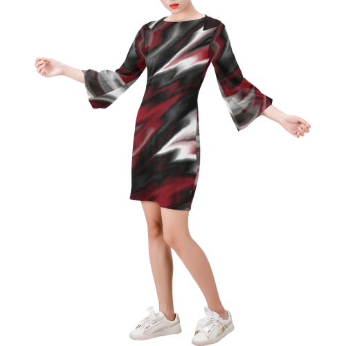 fractal waves F by JamColors Bell Sleeve Dress (Model D52)