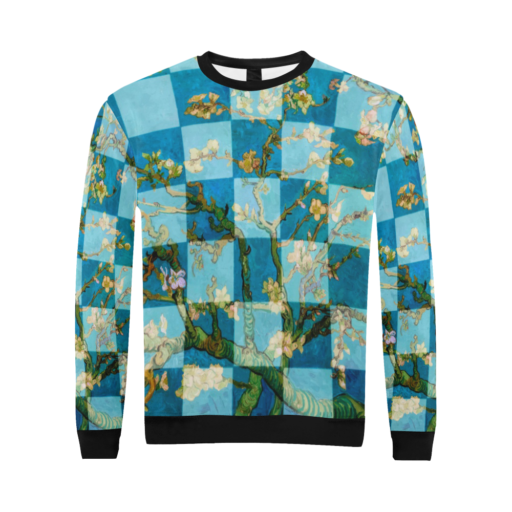 Amandelbloesem All Over Print Crewneck Sweatshirt for Men (Model H18)