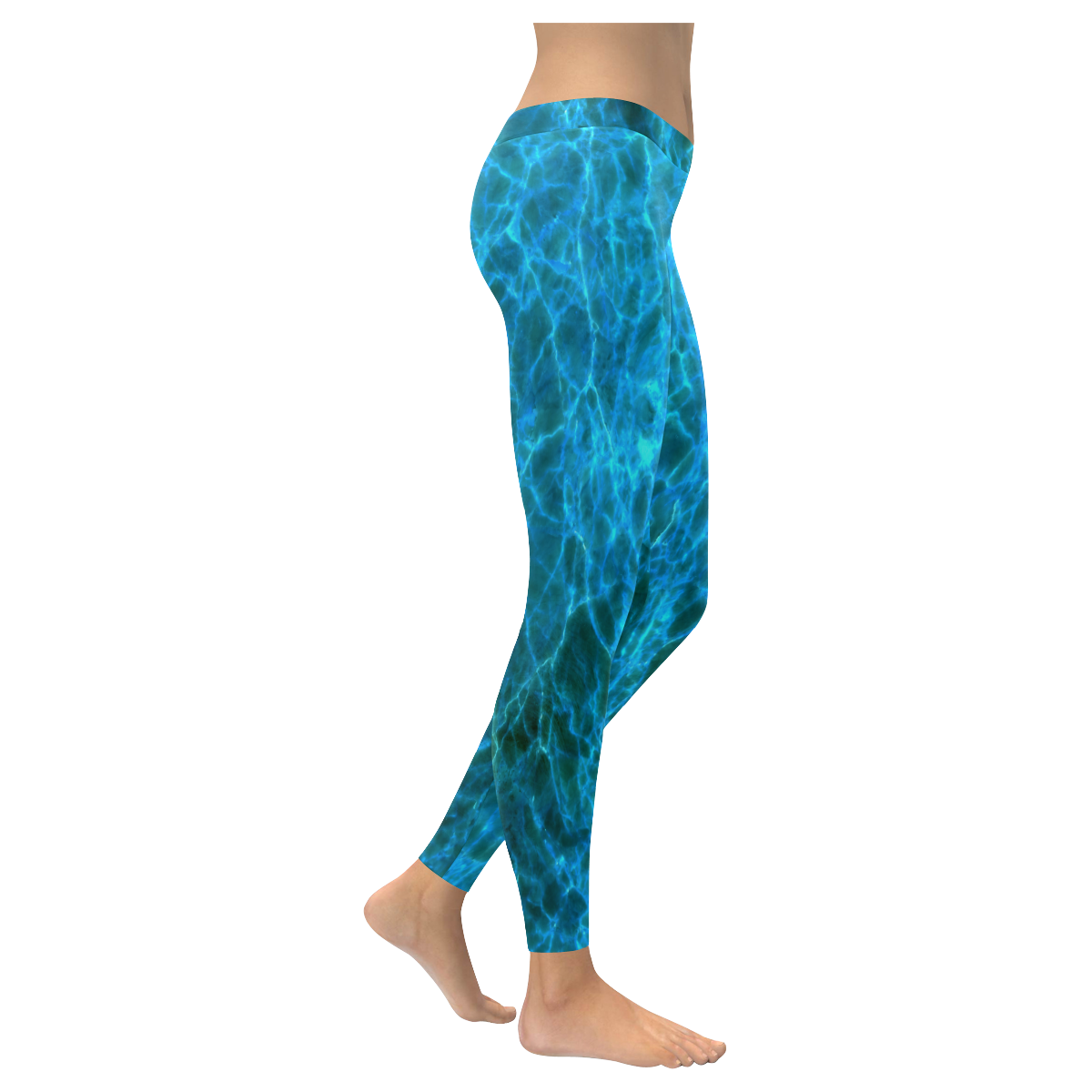 blue scratch pattern Women's Low Rise Leggings (Invisible Stitch) (Model L05)