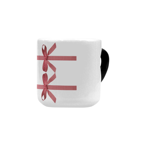 Red Gingham Christmas Bows Heart-shaped Morphing Mug