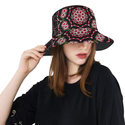 fantasy flowers ornate and polka dots landscape All Over Print Bucket Hat