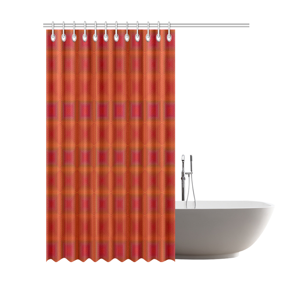 Red orange golden multicolored multiple squares Shower Curtain 72"x84"