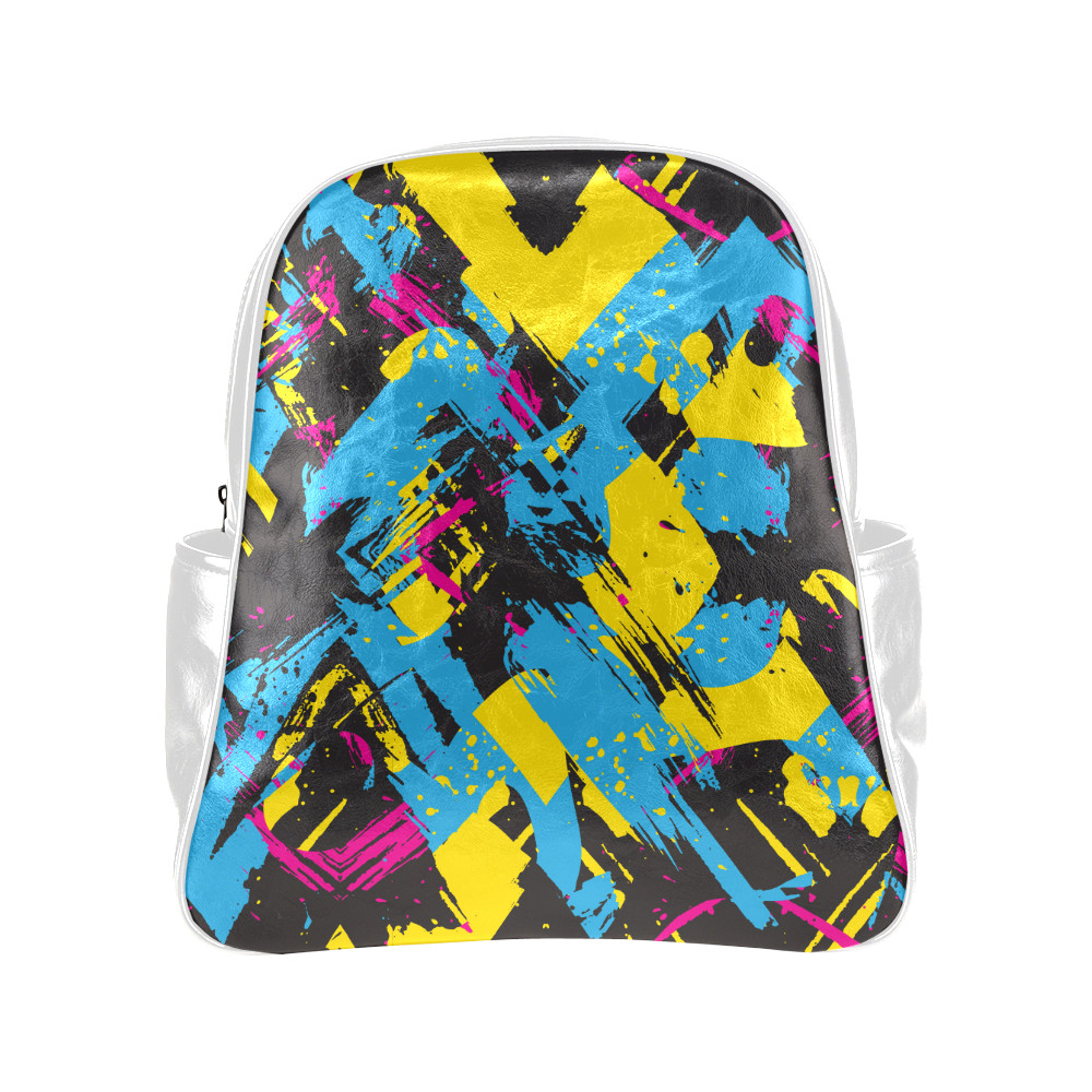 Colorful paint stokes on a black background Multi-Pockets Backpack (Model 1636)