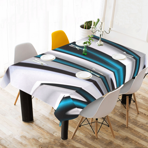 Blue White Black Fractal Art Cotton Linen Tablecloth 60"x120"