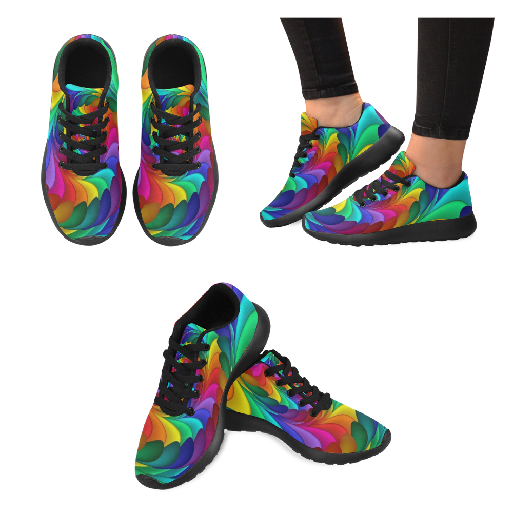RAINBOW CANDY SWIRL Men's Running Shoes/Large Size (Model 020)