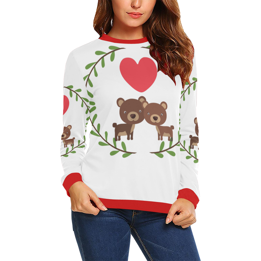 Bears white All Over Print Crewneck Sweatshirt for Women (Model H18)