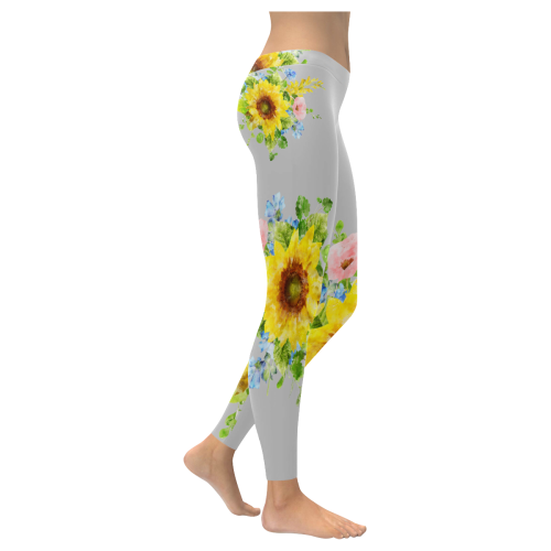 Fairlings Delight's Sunflower Bouquets 53086H2 Women's Low Rise Leggings (Invisible Stitch) (Model L05)