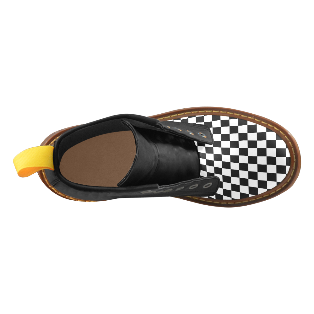 2Tone Chequered Ska Punk by ArtformDesigns High Grade PU Leather Martin Boots For Men Model 402H
