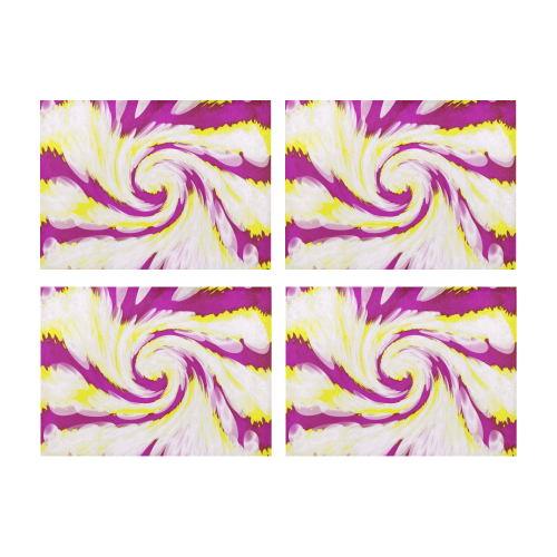 Pink Yellow Tie Dye Swirl Abstract Placemat 14’’ x 19’’ (Set of 4)