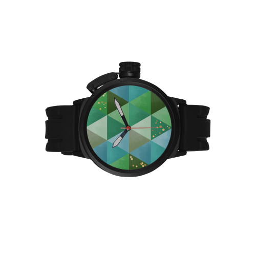 Triangle Pattern - Green Teal Khaki Moss Men's Sports Watch(Model 309)