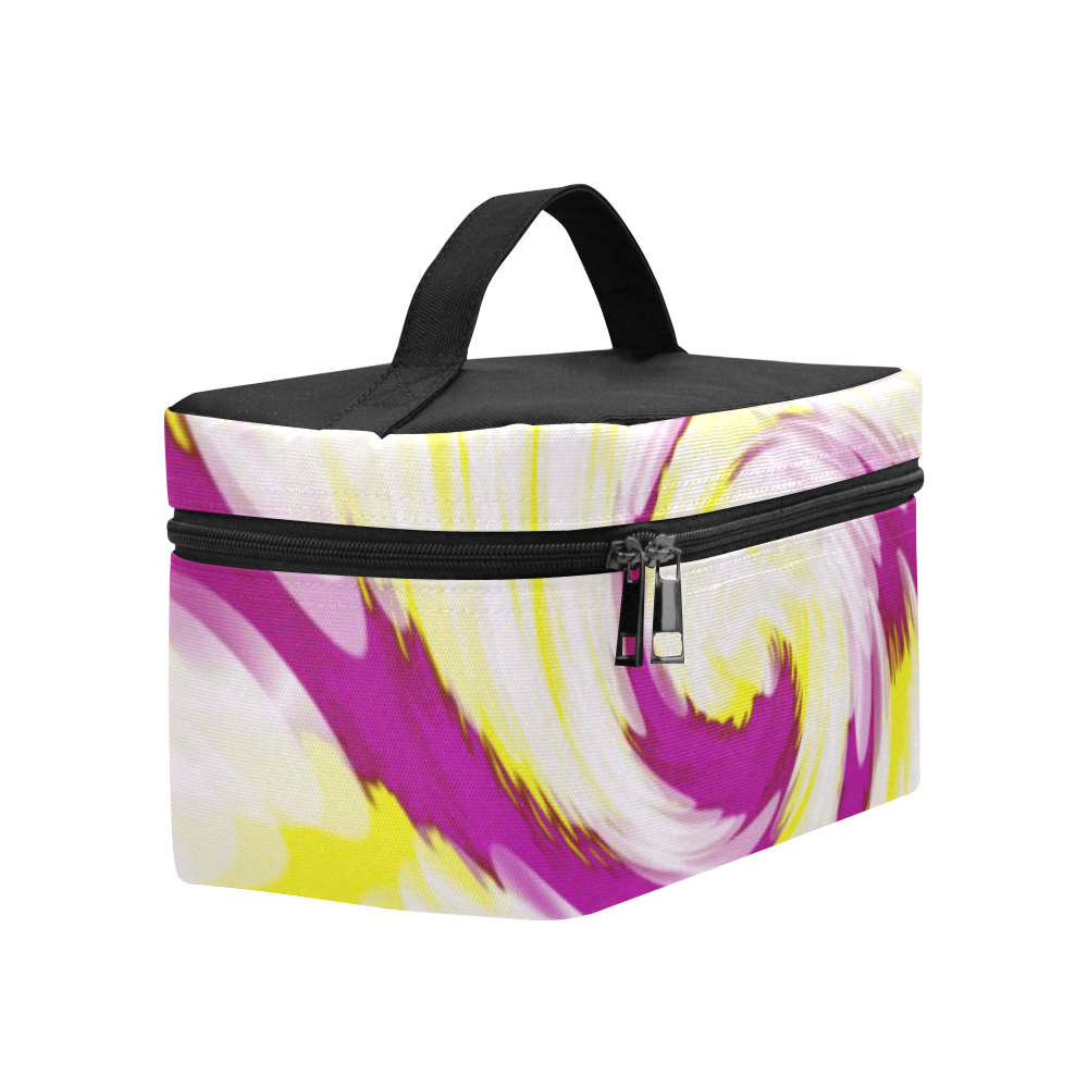 Pink Yellow Tie Dye Swirl Abstract Cosmetic Bag/Large (Model 1658)