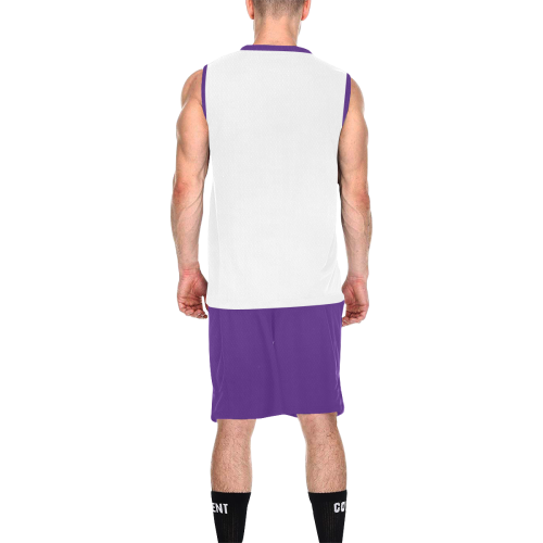 Football and Football Helmet Sports Purple and White All Over Print Basketball Uniform