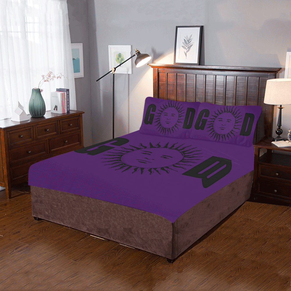 GOD Purple Bed Set 3-Piece Bedding Set