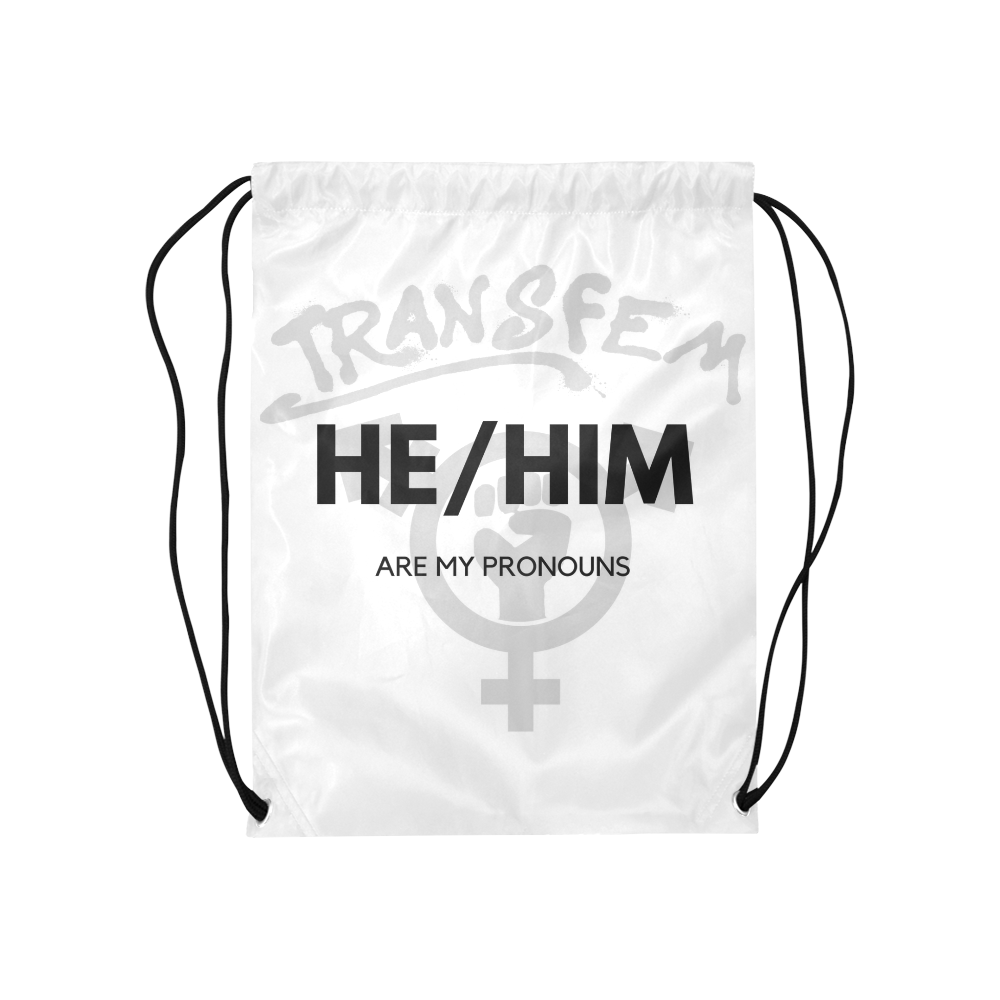 Transfem He/him pronouns Medium Drawstring Bag Model 1604 (Twin Sides) 13.8"(W) * 18.1"(H)