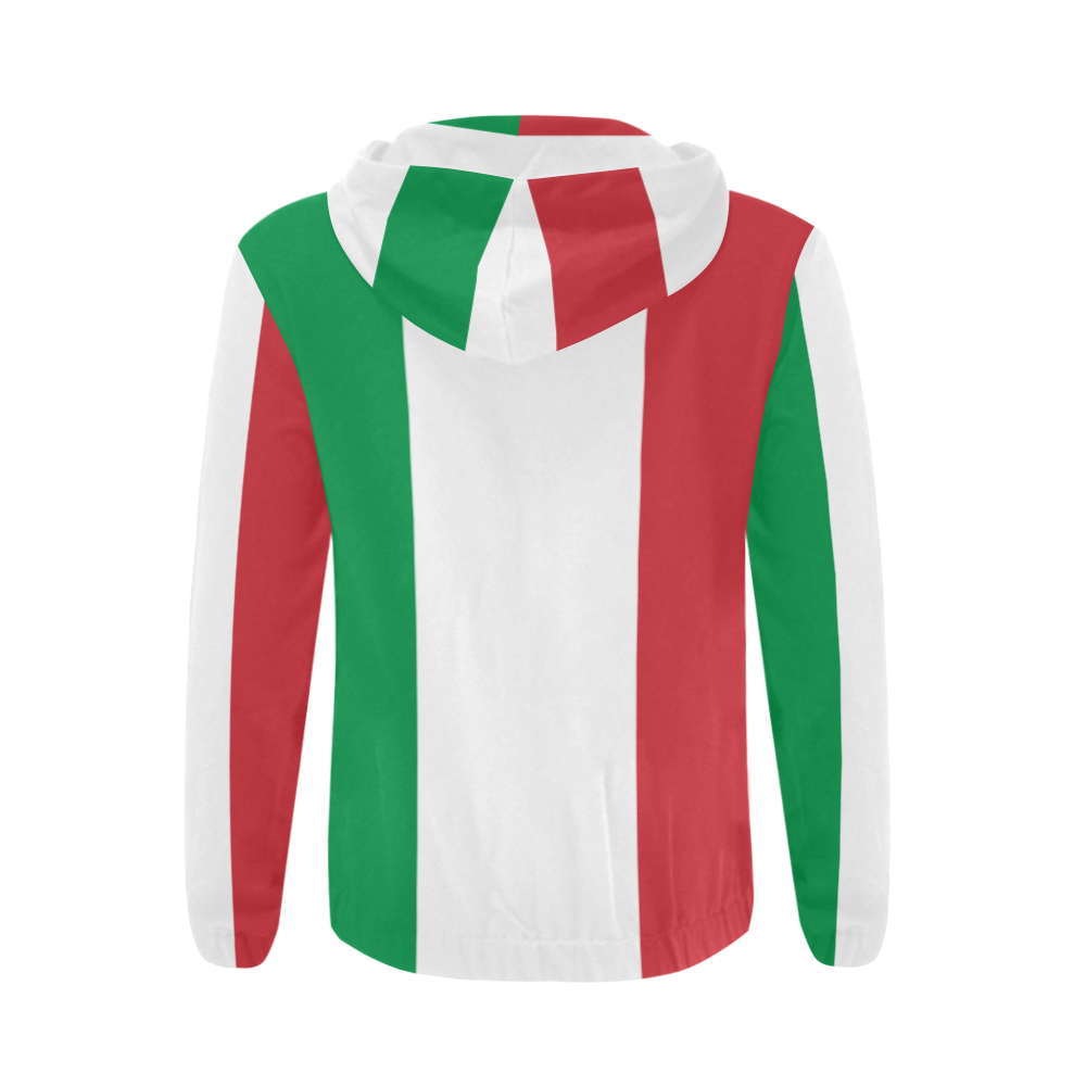 Flag_of_Italy All Over Print Full Zip Hoodie for Men/Large Size (Model H14)
