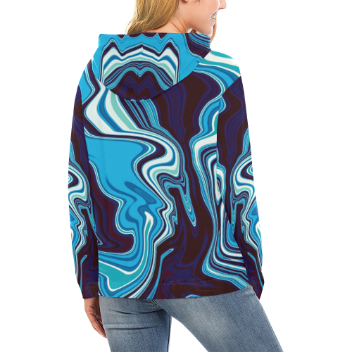 AbstractBlue All Over Print Hoodie for Women (USA Size) (Model H13)