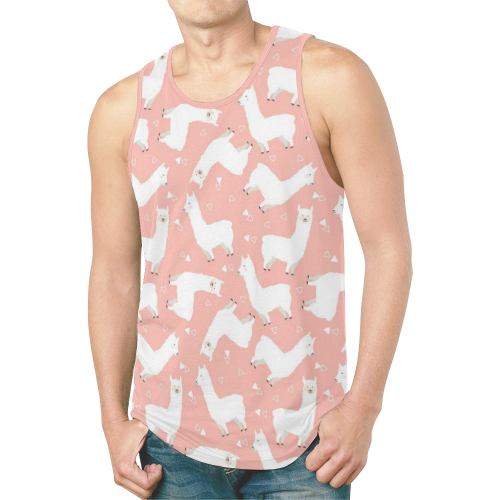 Pink Llama Pattern New All Over Print Tank Top for Men (Model T46)