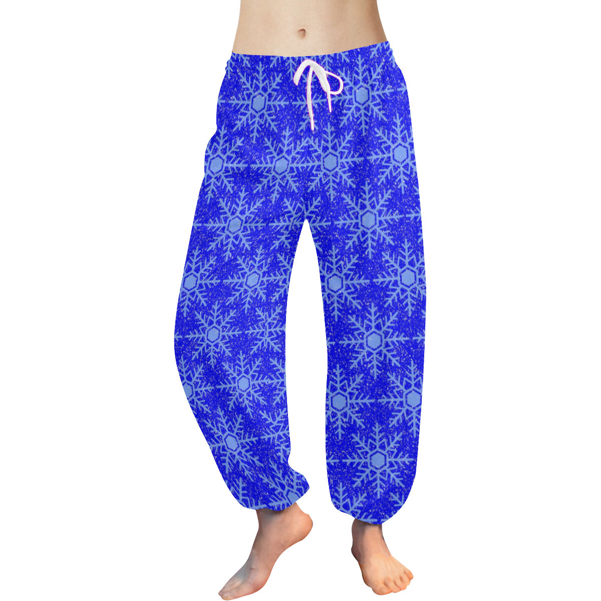 Blue Snowflakes Women's All Over Print Harem Pants (Model L18)