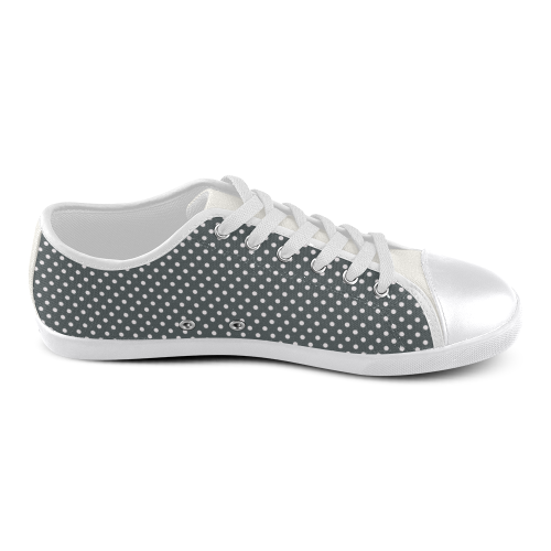Silver polka dots Canvas Shoes for Women/Large Size (Model 016)