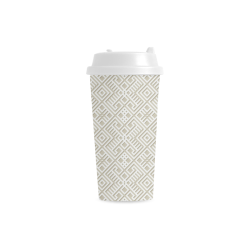 White 3D Geometric Pattern Double Wall Plastic Mug