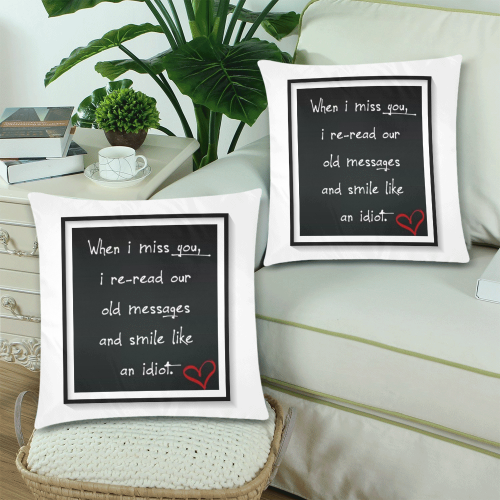 Message1 Custom Zippered Pillow Cases 18"x 18" (Twin Sides) (Set of 2)