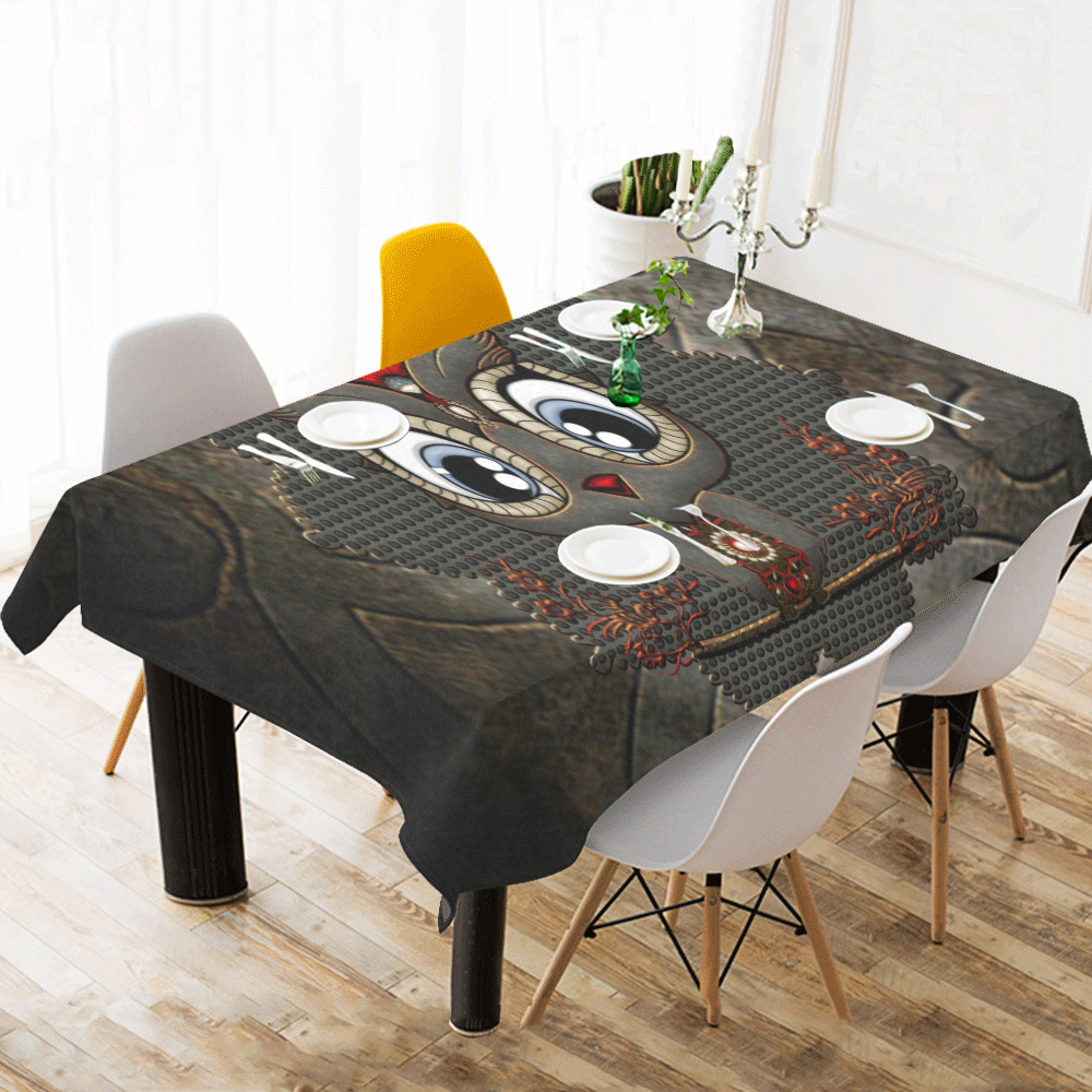 Funny steampunk owl Cotton Linen Tablecloth 60"x120"