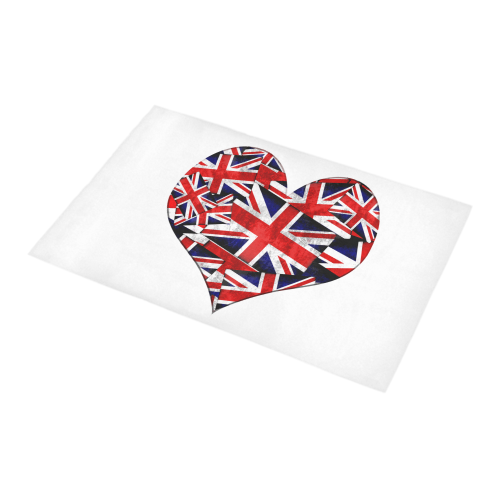 Union Jack British UK Flag Heart on White Bath Rug 16''x 28''