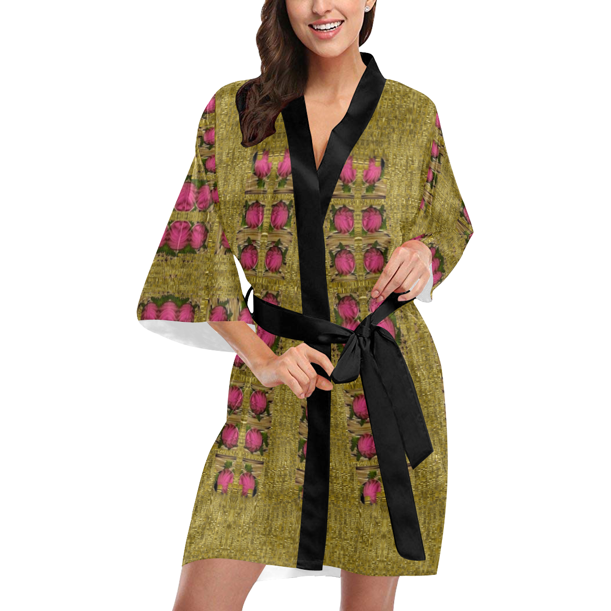 Bloom in gold shine and you shall be strong Kimono Robe