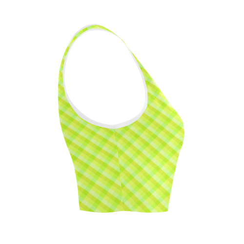 Yellow and green plaid pattern Women's Crop Top (Model T42)