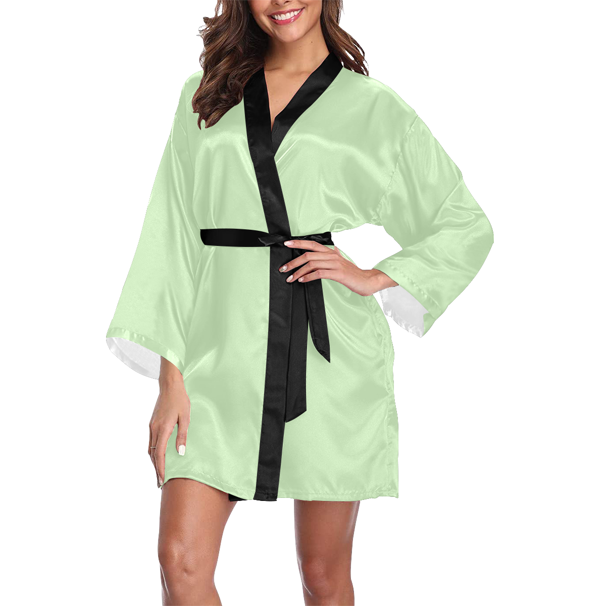 color tea green Long Sleeve Kimono Robe