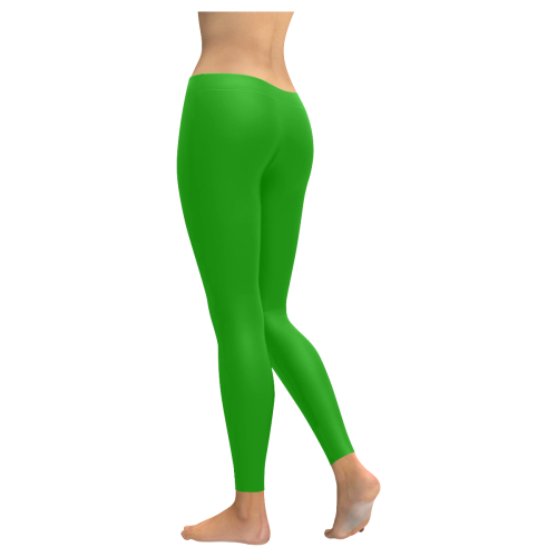 Shiny Green Metallic Women's Low Rise Leggings (Invisible Stitch) (Model L05)