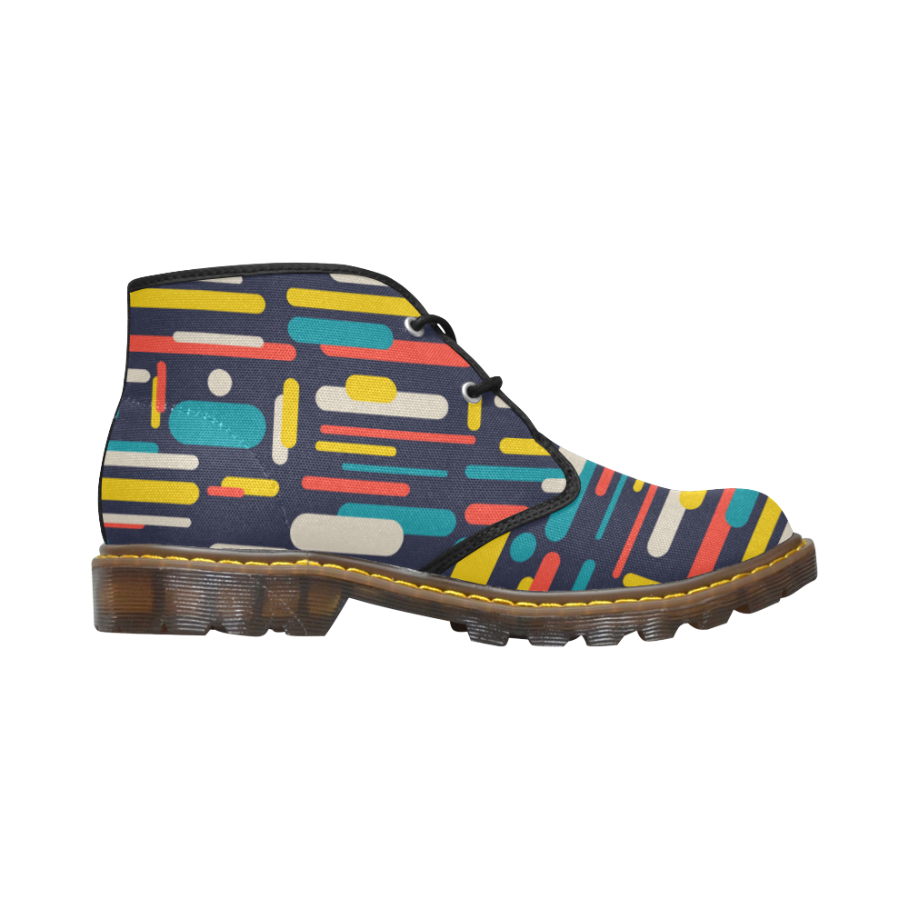 Colorful Rectangles Men's Canvas Chukka Boots (Model 2402-1)
