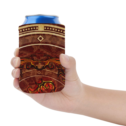 Awesome draogn, red colors Neoprene Can Cooler 4" x 2.7" dia.