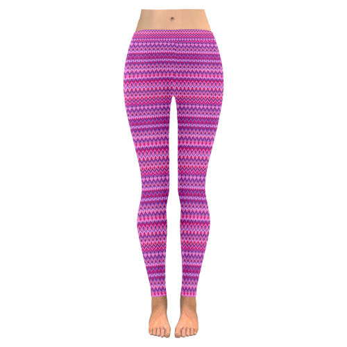 Multicolored wavy pattern Women's Low Rise Leggings (Invisible Stitch) (Model L05)