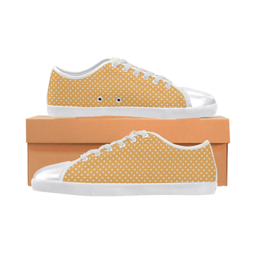 Yellow orange polka dots Canvas Shoes for Women/Large Size (Model 016)