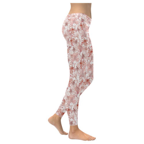Sakura Cherry Blossom Women's Low Rise Leggings (Invisible Stitch) (Model L05)