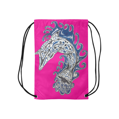 Dolphins Small Drawstring Bag Model 1604 (Twin Sides) 11"(W) * 17.7"(H)