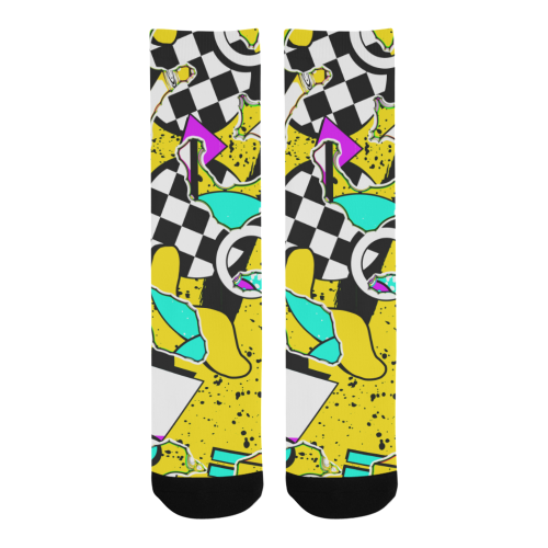 Shapes on a yellow background Trouser Socks