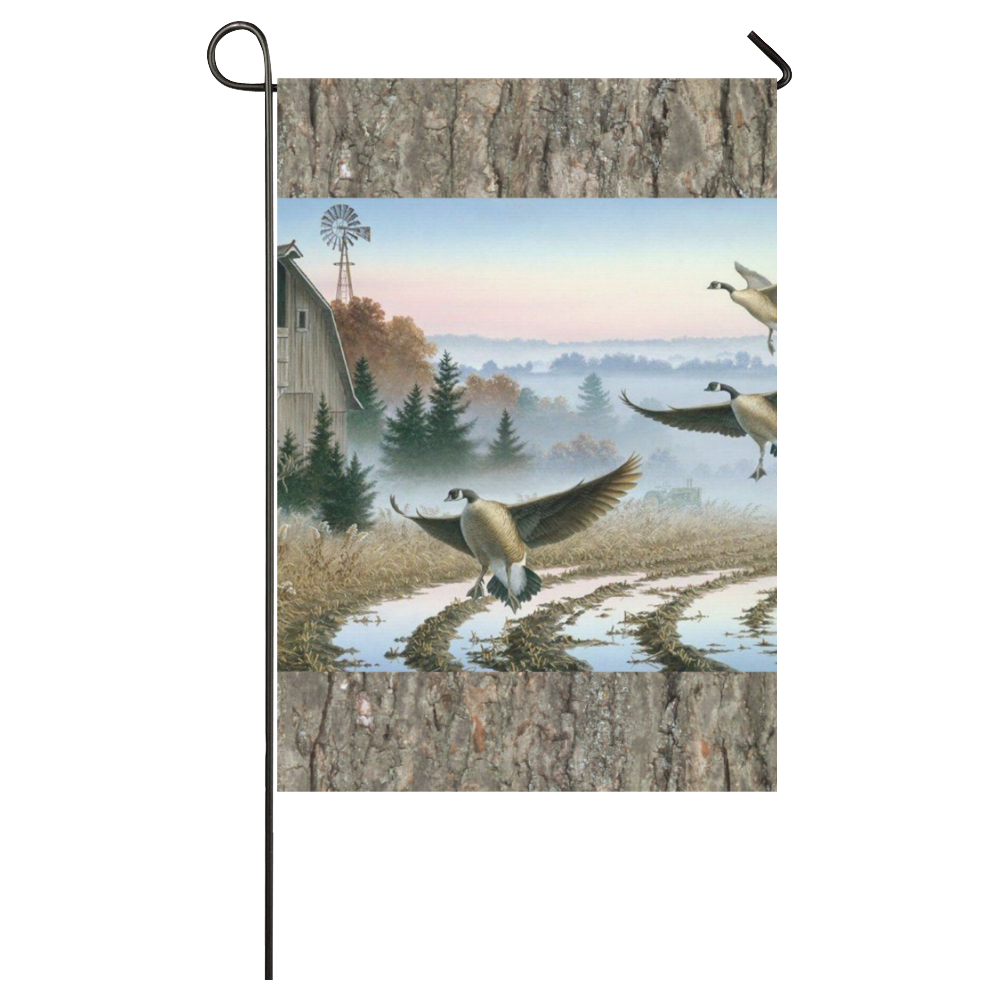 Geese In A Farm Field Garden Flag 28''x40'' （Without Flagpole）