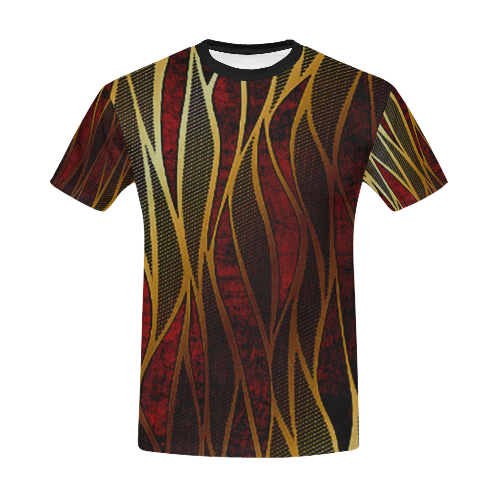 snake  in the grass red and black All Over Print T-Shirt for Men/Large Size (USA Size) Model T40)