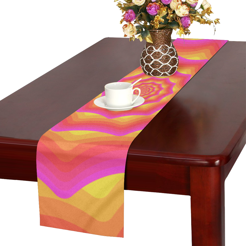 Pink yellow vortex Table Runner 16x72 inch