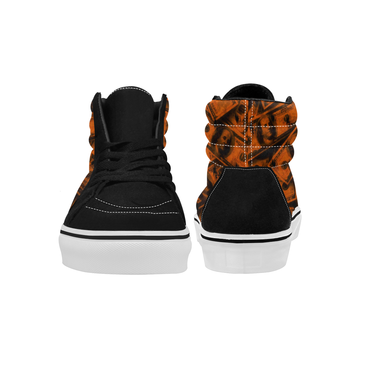 Orange Grunge Money Men's High Top Skateboarding Shoes (Model E001-1)