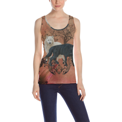 Awesome black and white wolf All Over Print Tank Top for Women (Model T43)