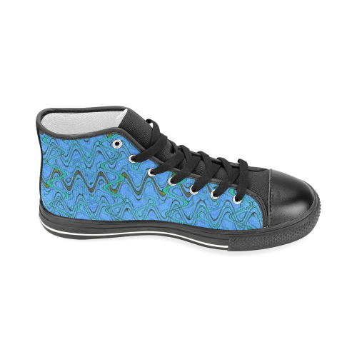 Blue Green and Black Waves pattern design Men’s Classic High Top Canvas Shoes (Model 017)