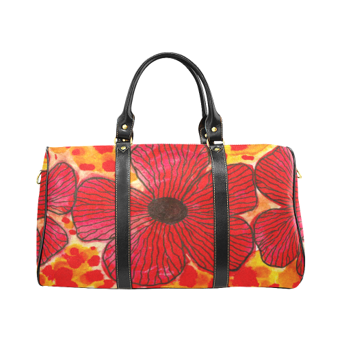 flowers red yellow splatter travel bag New Waterproof Travel Bag/Large (Model 1639)