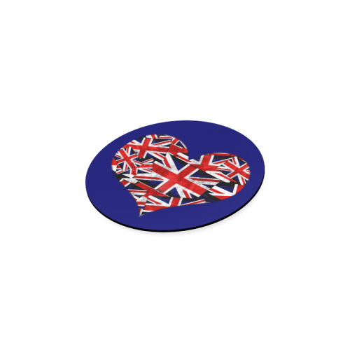 Union Jack British UK Flag Heart Blue Round Coaster
